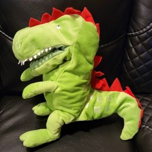 IKEA 10" Laskig Green Dragon With Red Spikes Plush Stuffed Animal Hand Puppet